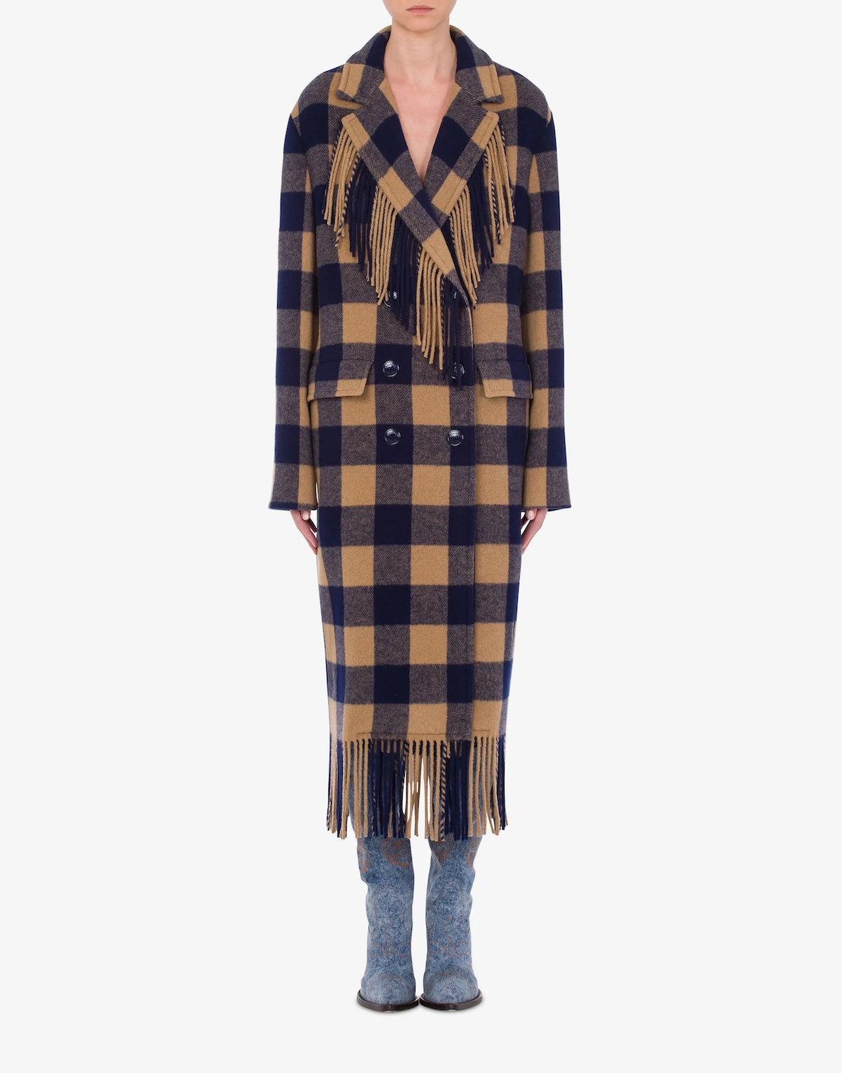 MOSCHINO JEANS CLOTH BREAST COAT WITH FRINGES