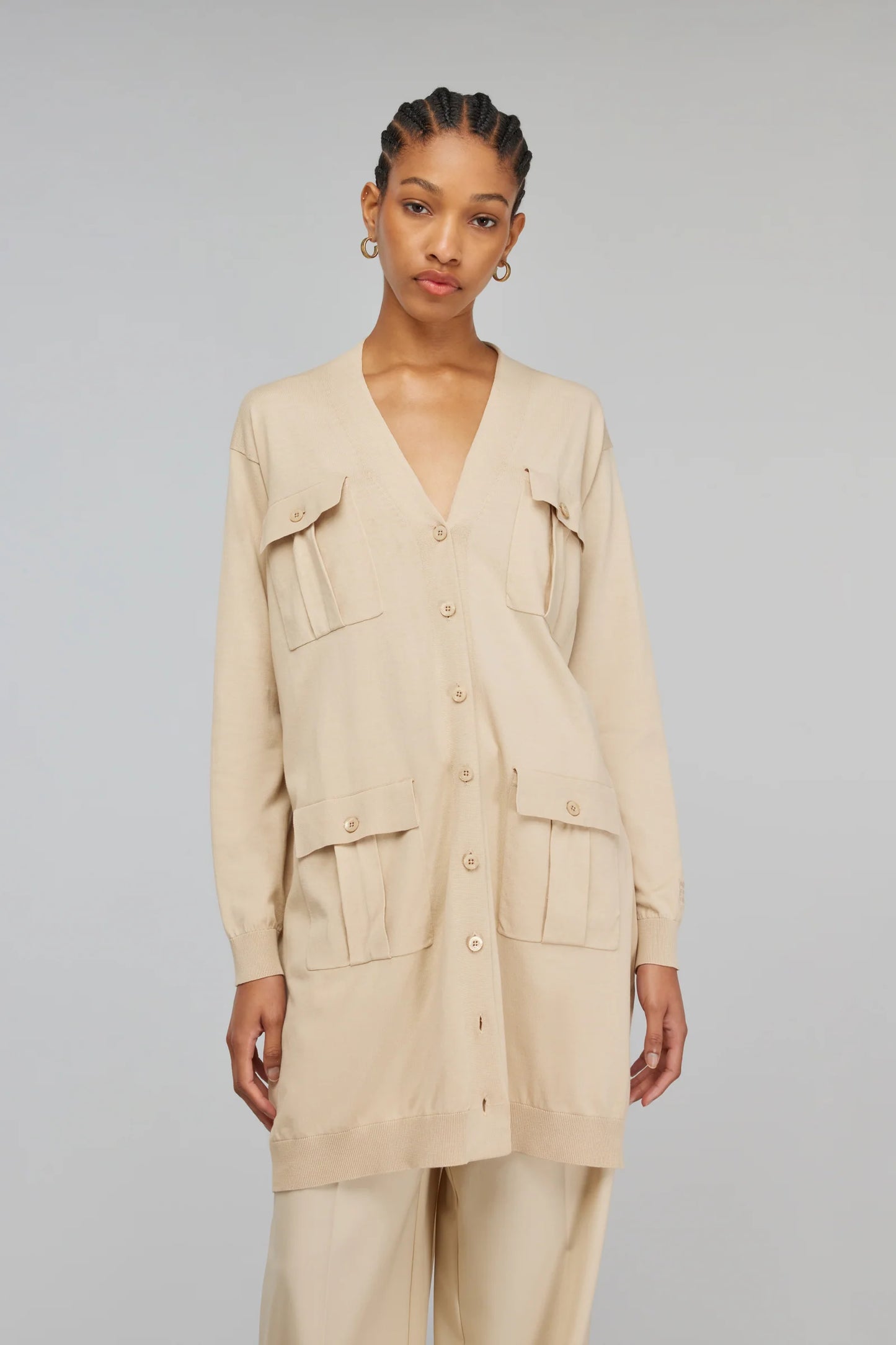 CARDIGUEN LLARG DE COTÓ DE SEMICOUTURE