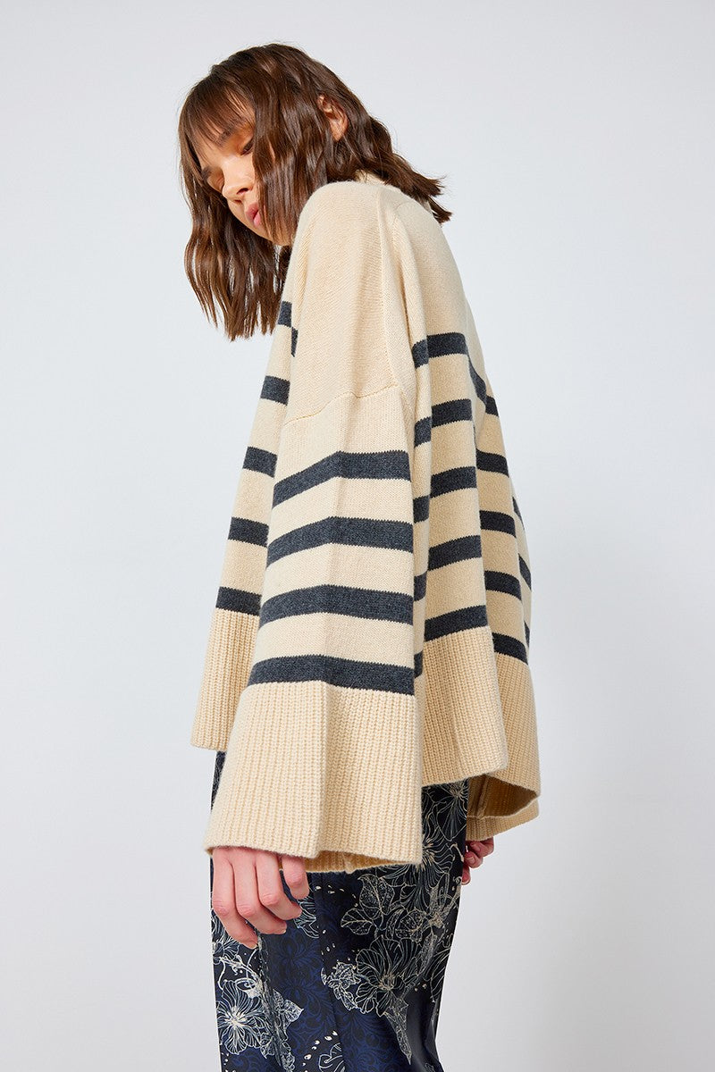 JERSEY DE CUELLO ALTO A RAYAS DE SEMICOUTURE
