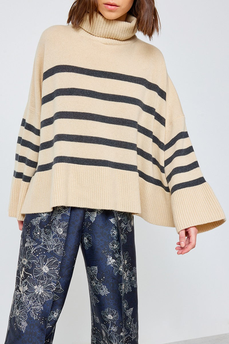 JERSEY DE CUELLO ALTO A RAYAS DE SEMICOUTURE