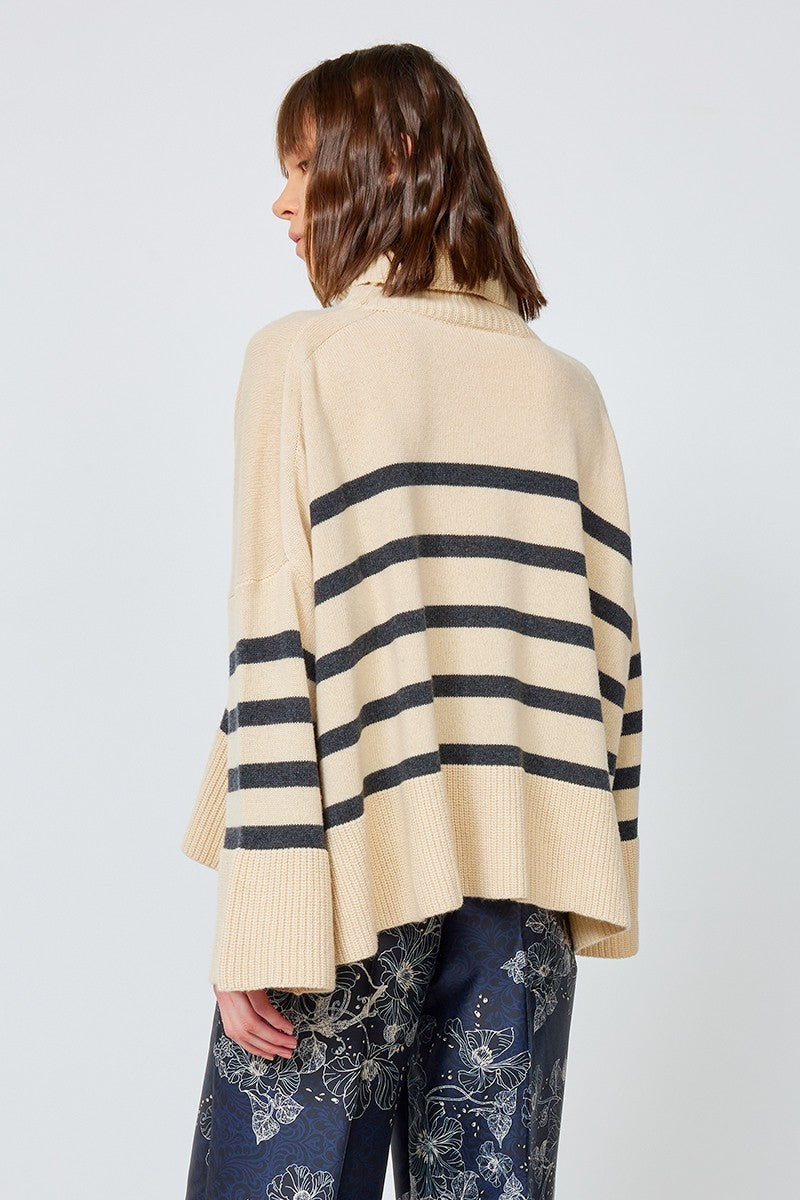 JERSEY DE CUELLO ALTO A RAYAS DE SEMICOUTURE