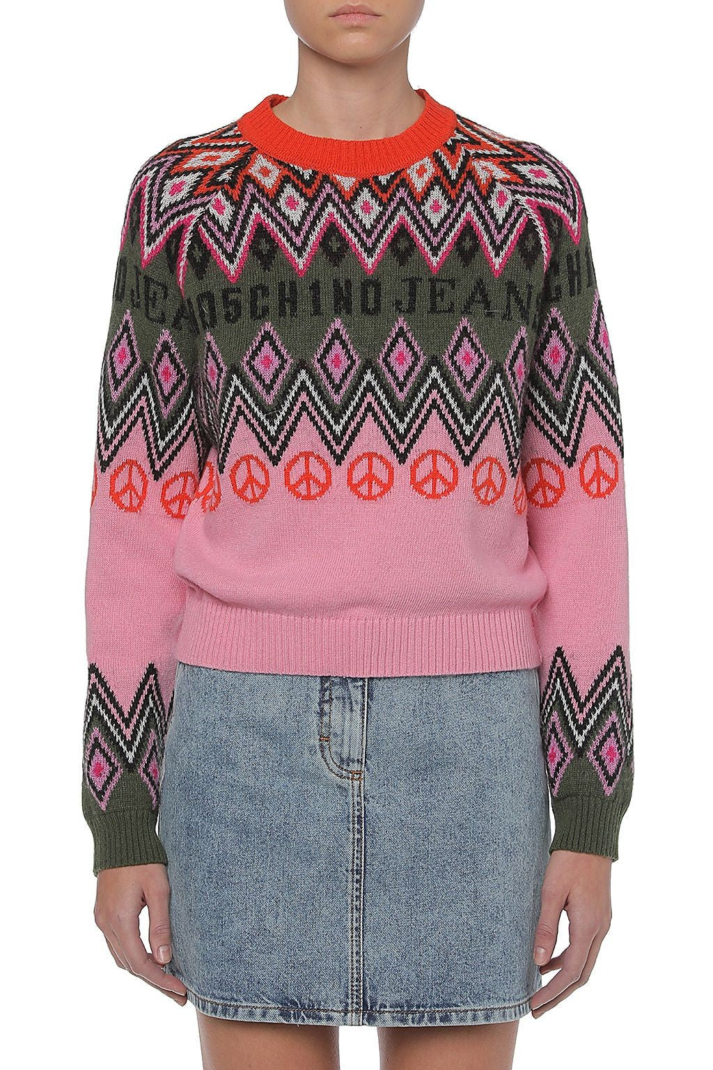 JERSEY DE CACHEMIRA Y LANA GRAPHIC JACQUARD DE MOSCHINO JEANS