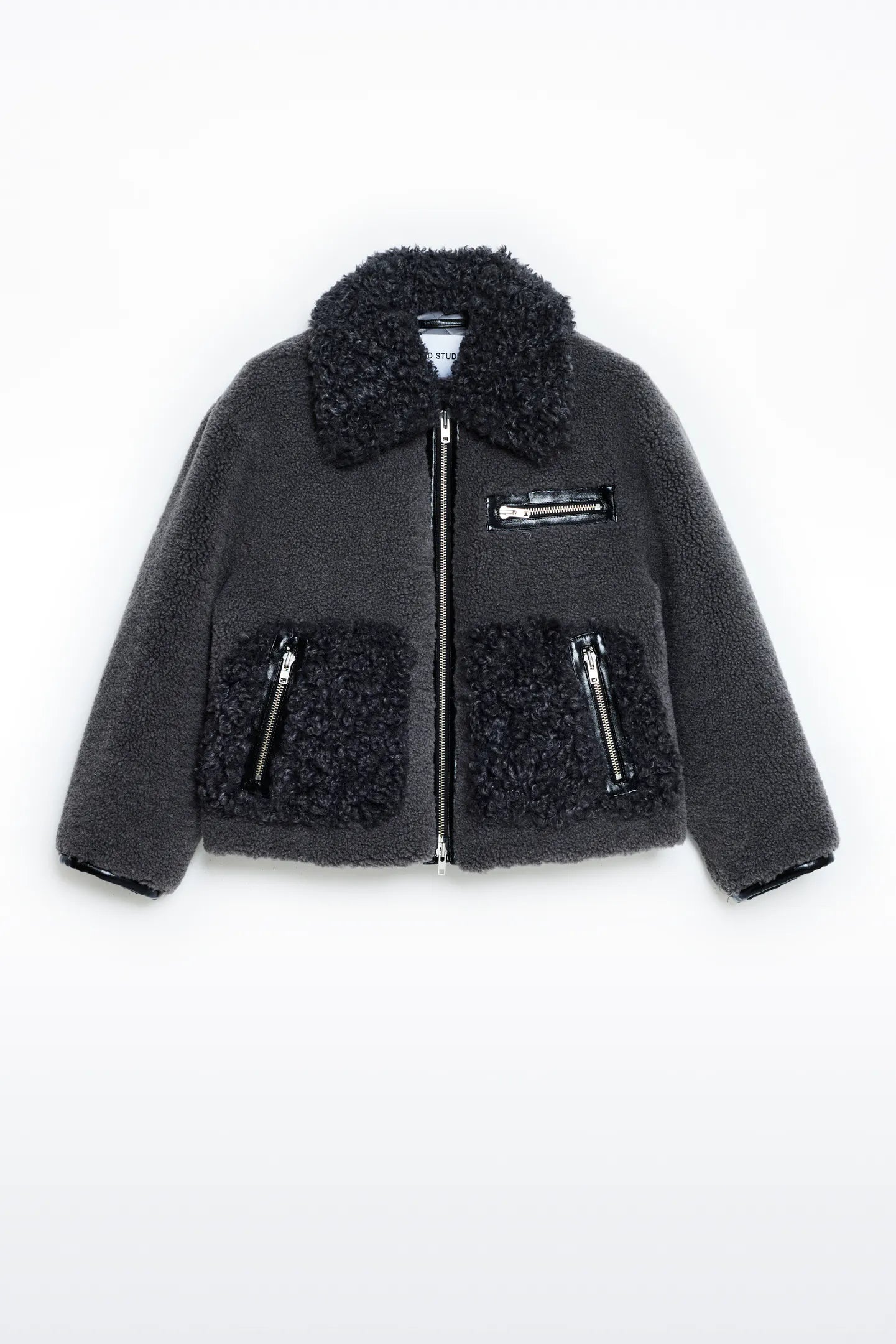 JAQUETA DE PELL SINTÈTICA RIZADA DE STAND STUDIO