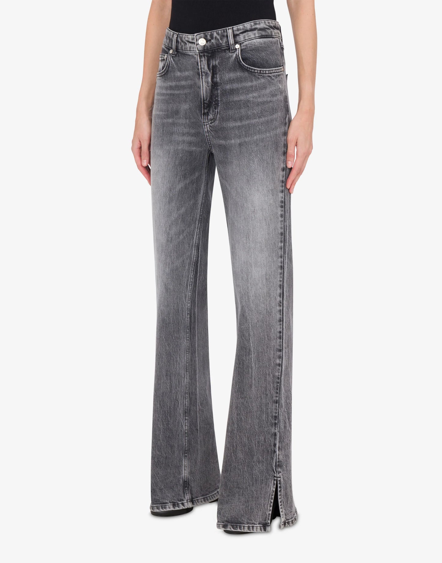 PANTALONES ACAMPANADOS DENIM GRISES DE MOSCHINO JEANS