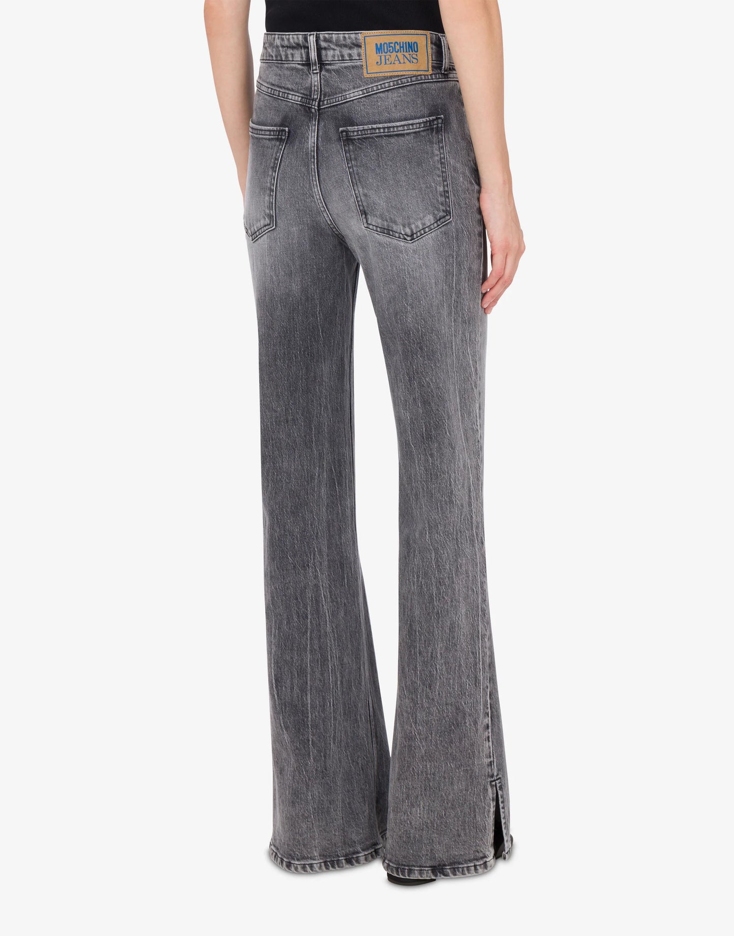 PANTALONES ACAMPANADOS DENIM GRISES DE MOSCHINO JEANS