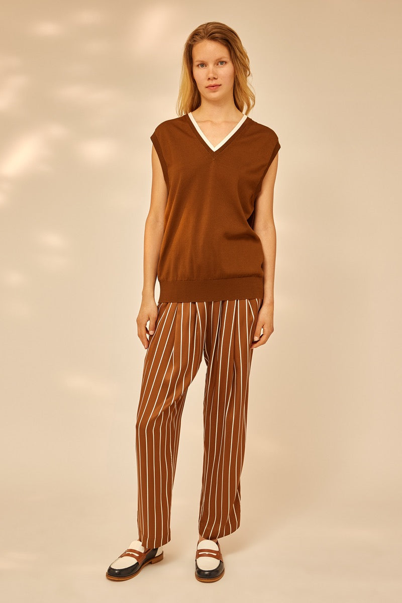 PANTALÓN PALAZZO ESTAMPADO COLOR MARRÓN DE SEMICOUTURE