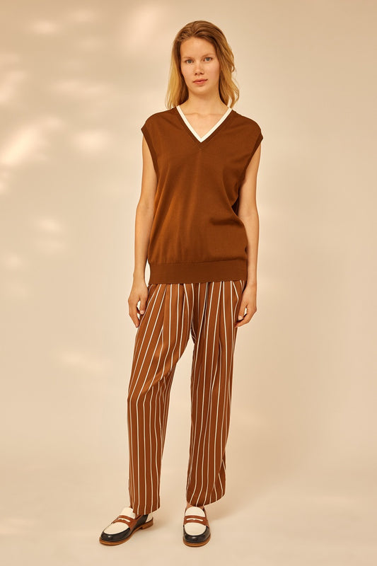 PANTALÓ PALAZZO ESTAMPAT COLOR MARRÓ DE SEMICOUTURE