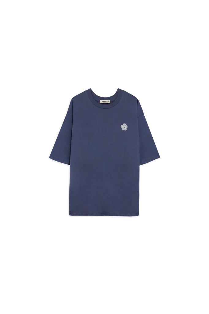 SAMARRETA BLAVA AMB EL LOGOTIP ESTAMPAT I UNA FLOR DE PAPER KID