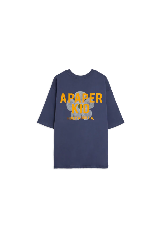 SAMARRETA BLAVA AMB EL LOGOTIP ESTAMPAT I UNA FLOR DE PAPER KID