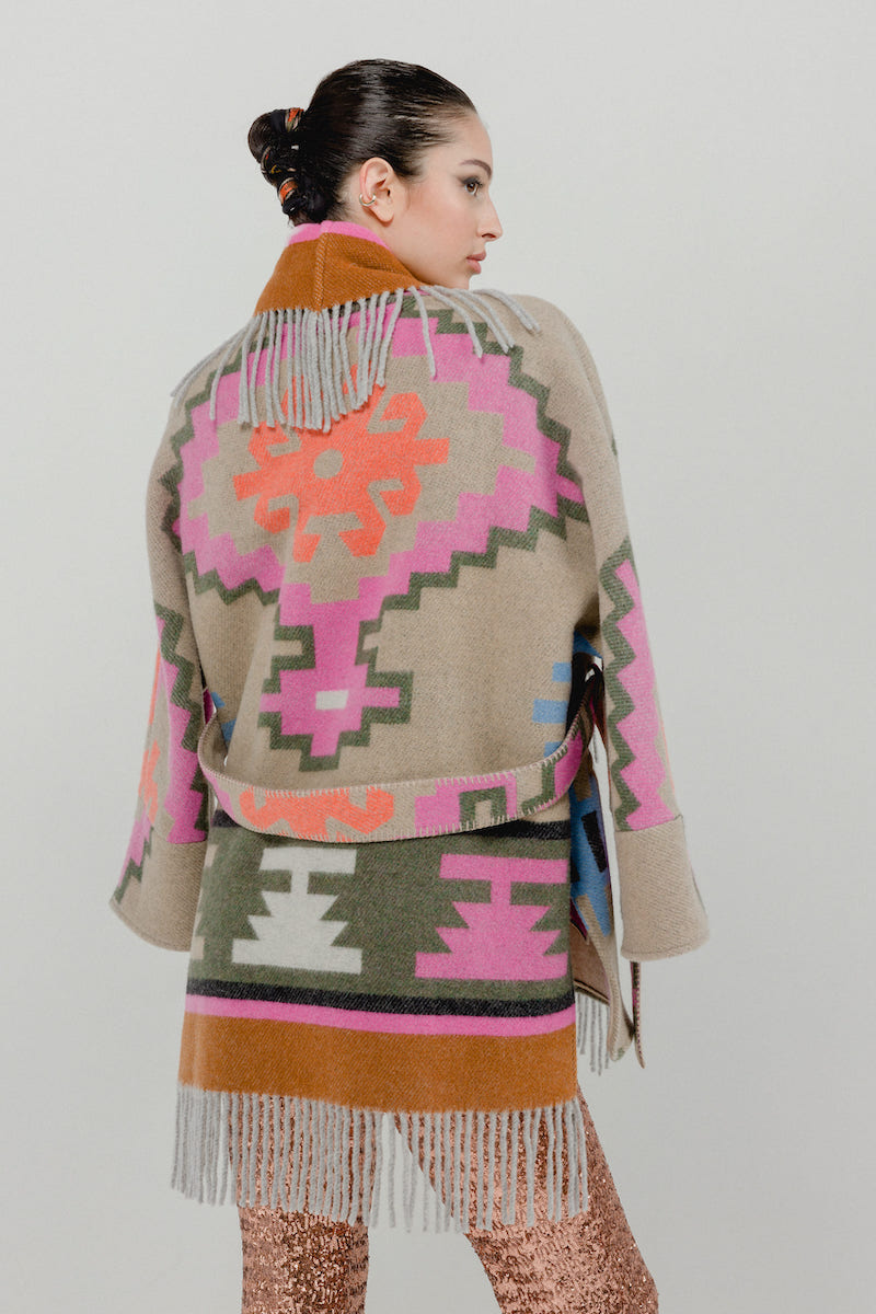 CÁRDIGAN DE LANA CON ESTAMPADO ÉTNICO DE BAZAR DELUXE