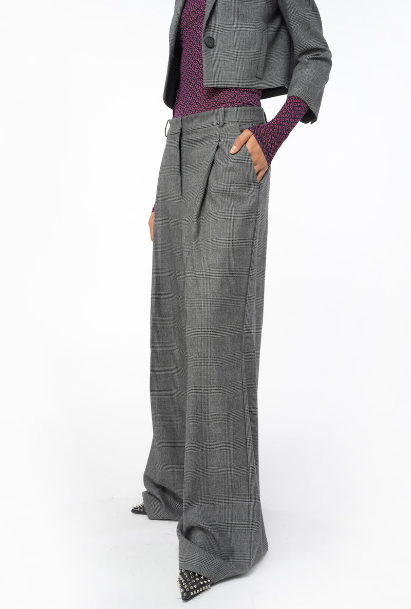 PANTALONES PALAZZO FRANELA PRÍNCIPE DE GALES DE PINKO