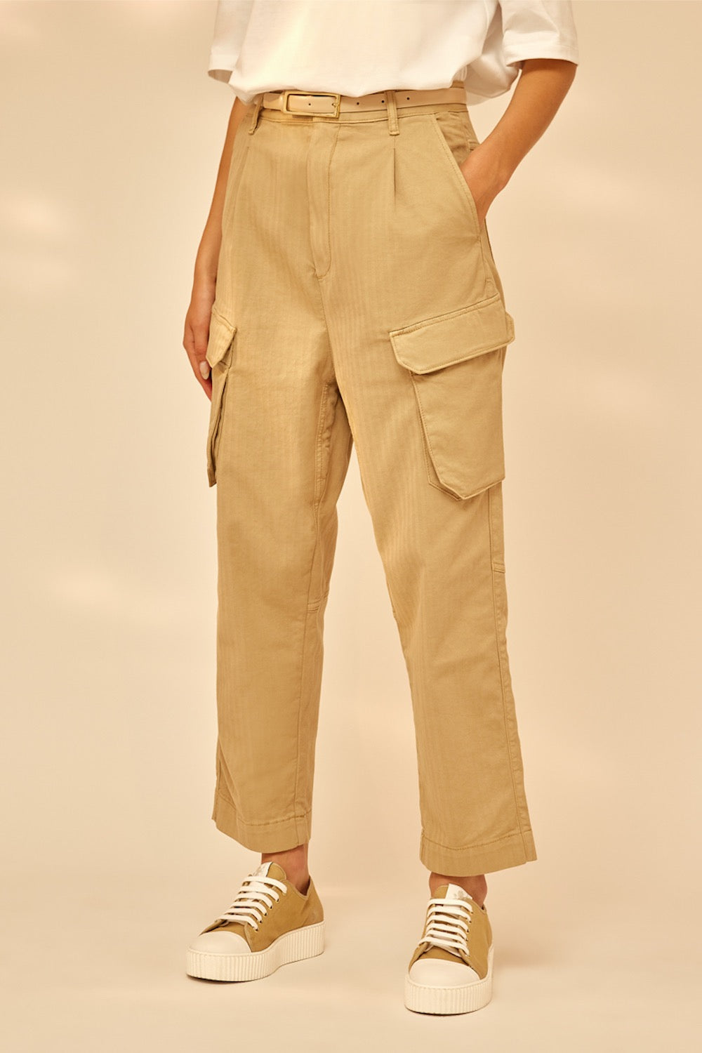 PANTALÓN DE GABARDINA CON BOLSILLOS DE SEMICOUTURE