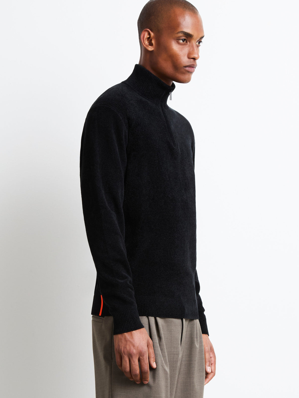Cardigan Velvet Half Zip Negro
