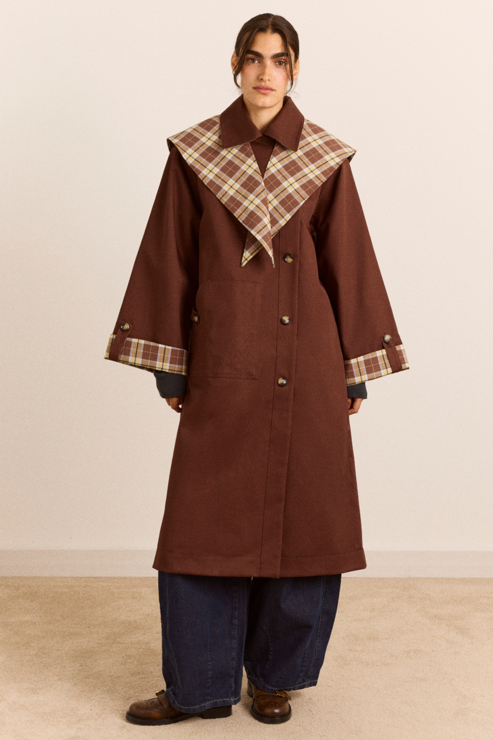 TRENCH JERRY LONGLINE REVERSIBLE - Damson Madder