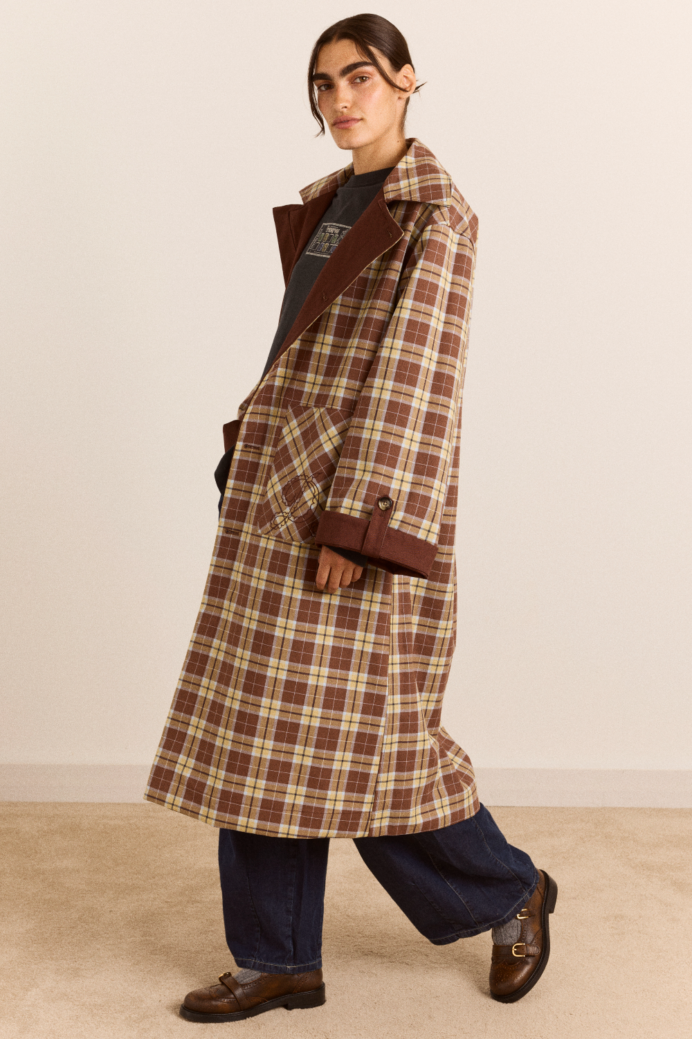 TRENCH JERRY LONGLINE REVERSIBLE - Damson Madder