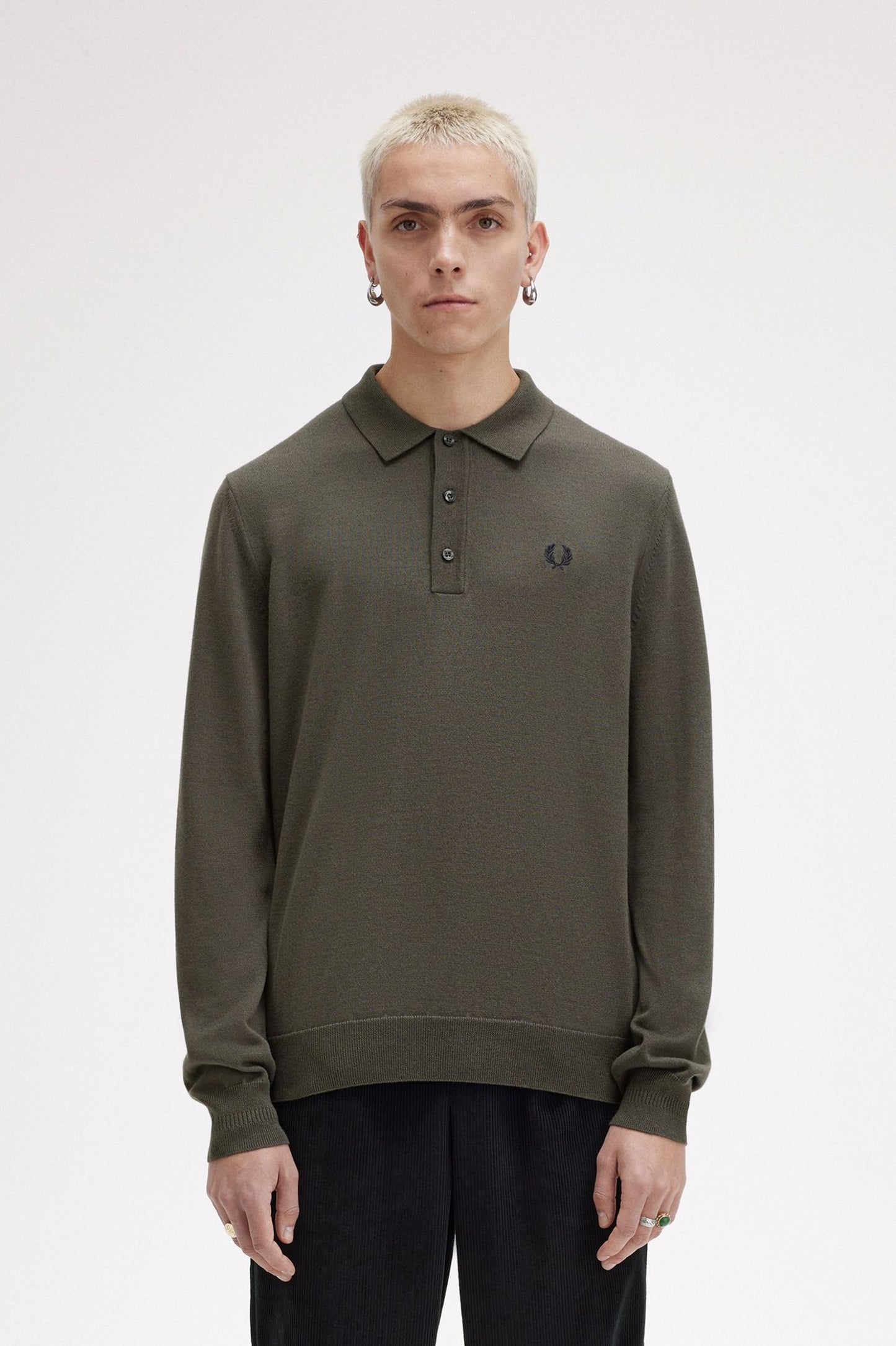 POLO DE MANGA LARGA VERDE DE FRED PERRY