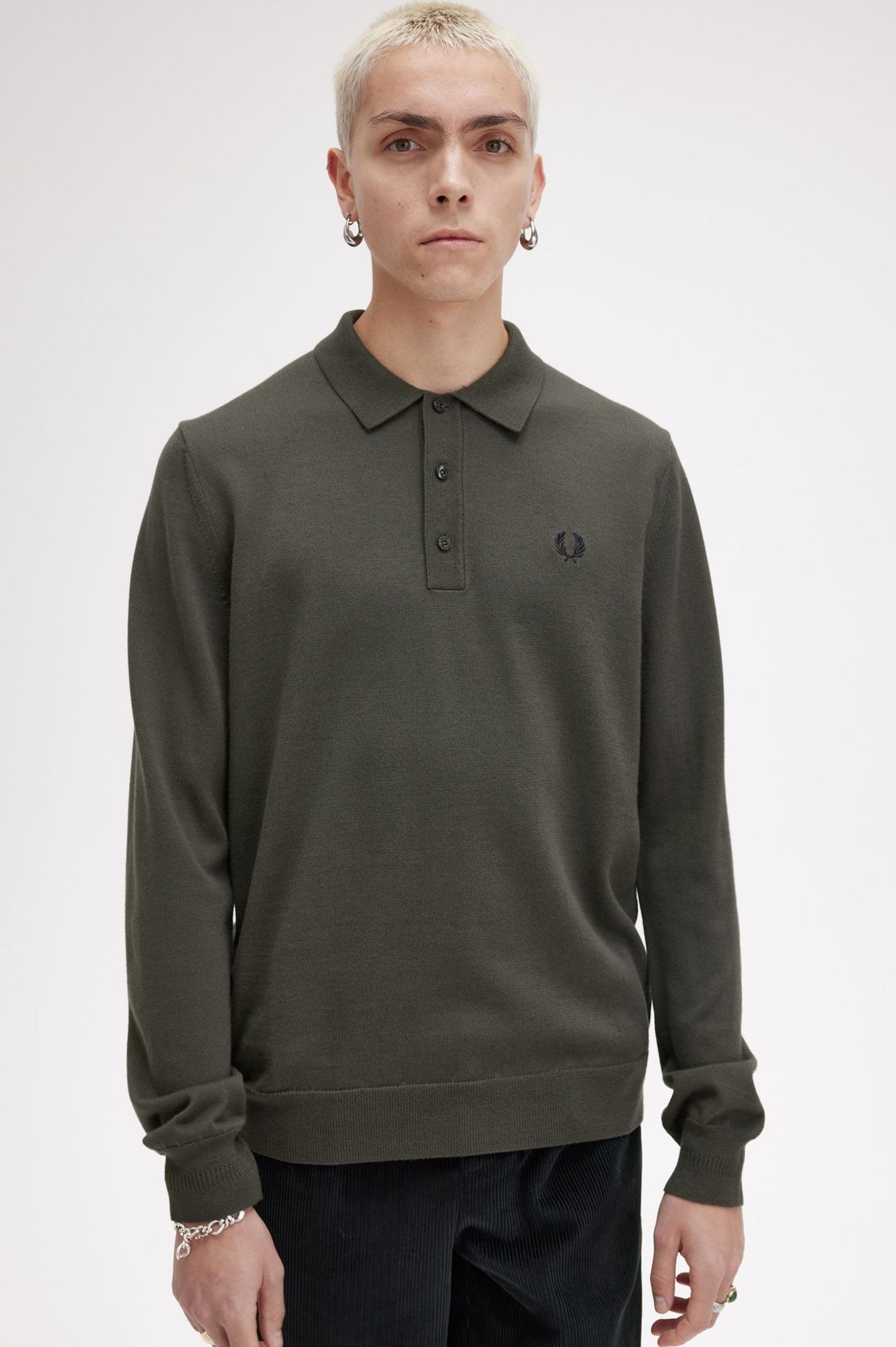 POLO DE MANGA LARGA VERDE DE FRED PERRY