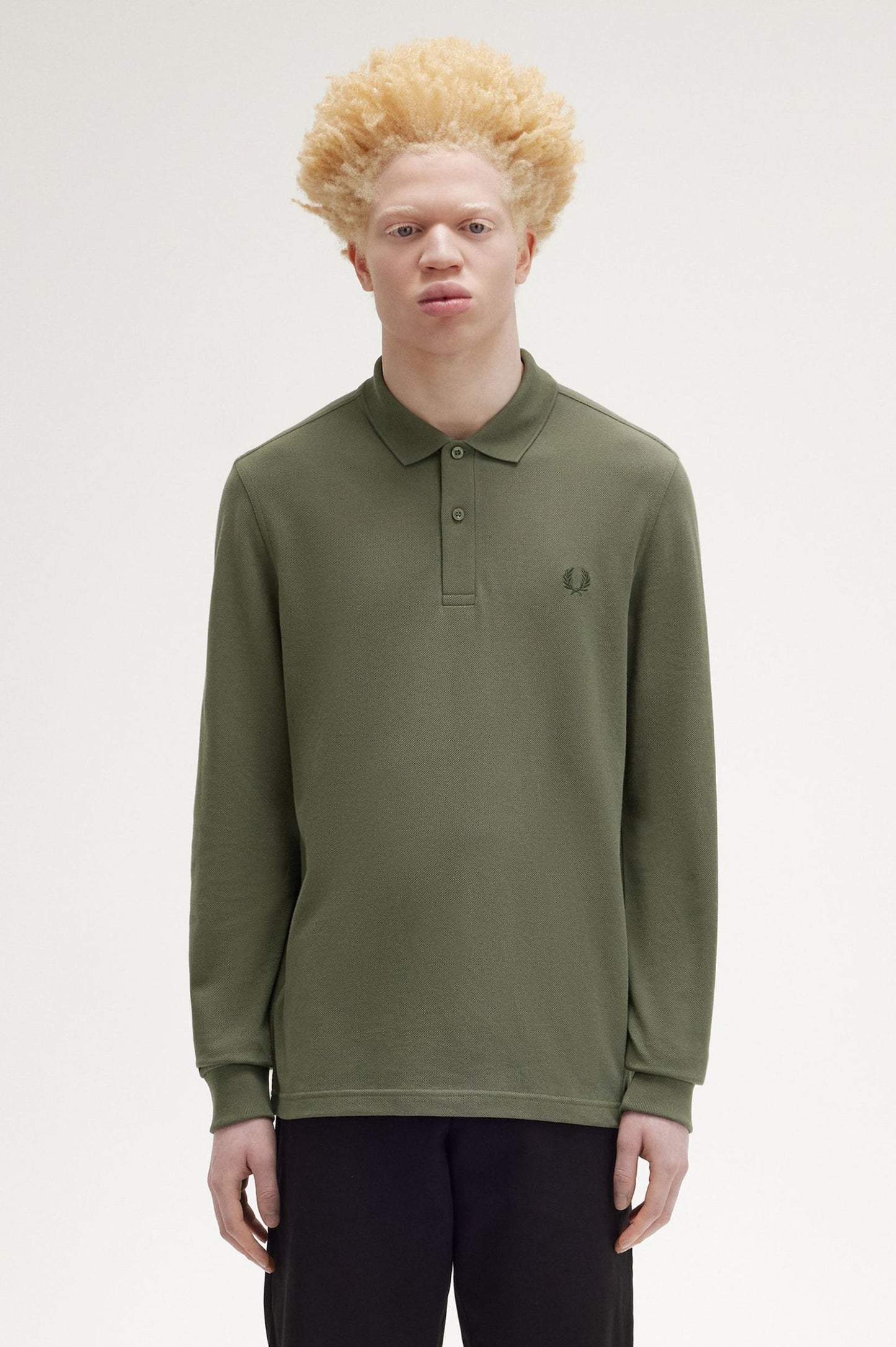 POLO DE MANGA LARGA VERDE DE FRED PERRY