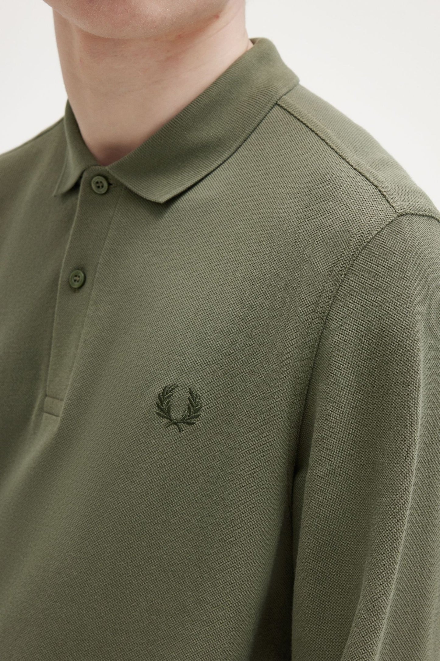 POLO DE MANGA LARGA VERDE DE FRED PERRY