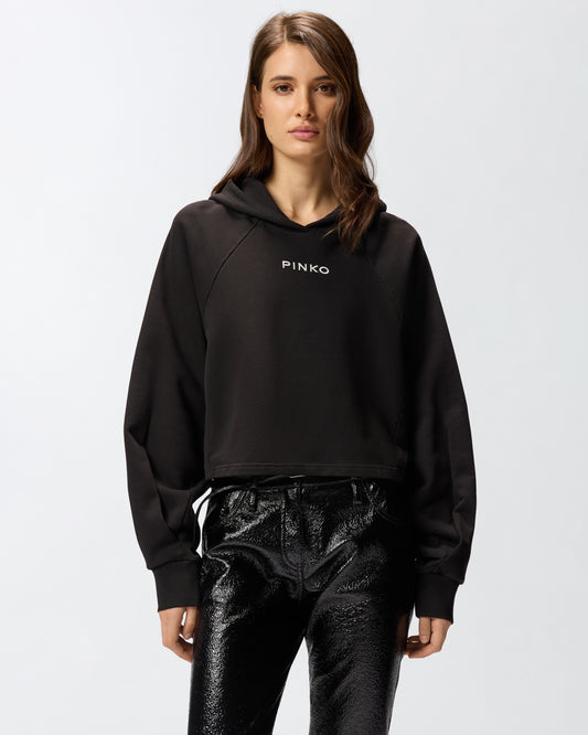 SUDADERA CROPPED CON BORDADO DE PINKO