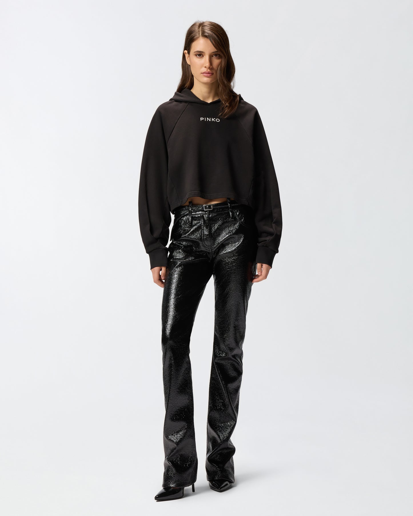 SUDADERA CROPPED CON BORDADO DE PINKO